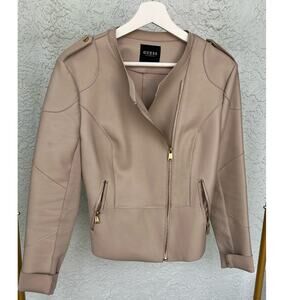 Guess Cream Tan Vegan Leather Biker Jacket – Size Medium w Flaws